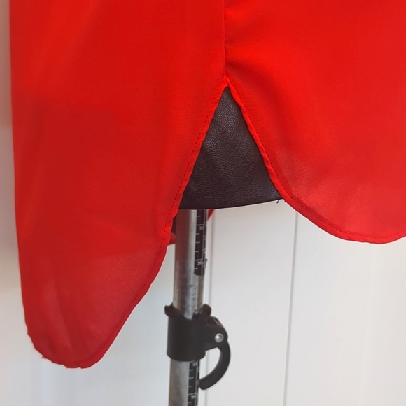 Red with Black Faux Leather Trim Tank Top by Twik by Simons - Picture 9 of 11